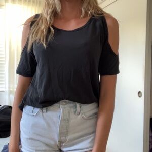 Black Cold Shoulder Top
